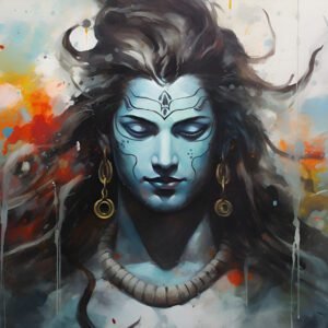 Mahadev shivji photo painting having blue face