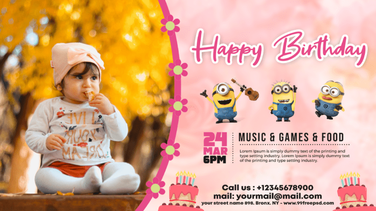 Happy Birthday Invitation Banner design psd template