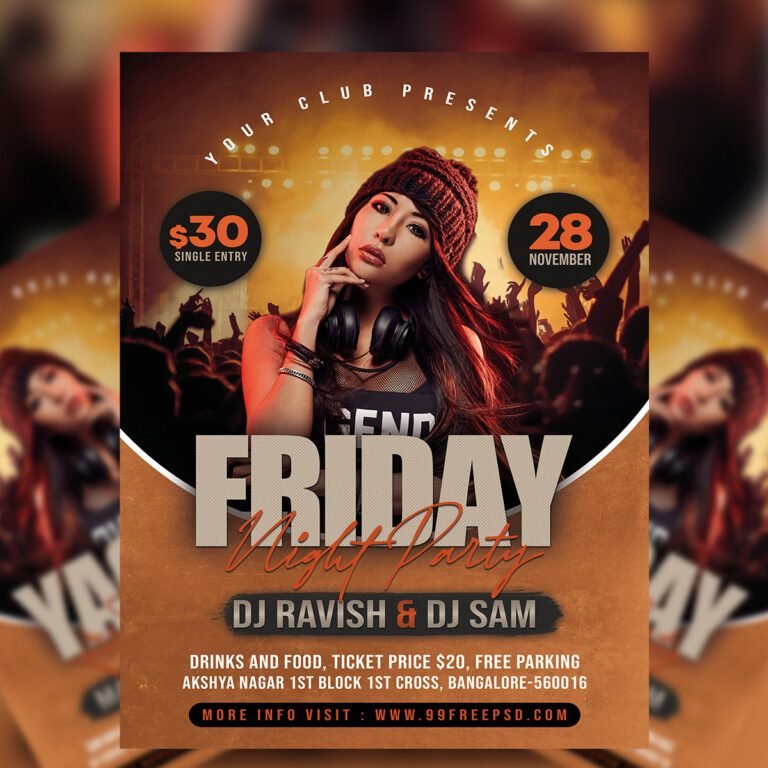 Free Hip Hop Music Party Banner PSD Template- 1