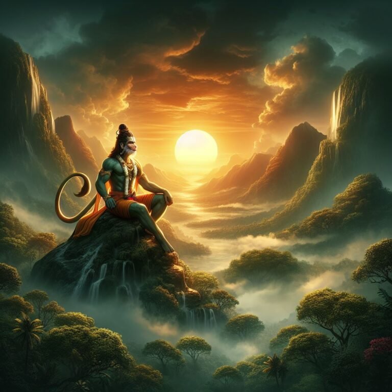 AI Generated Hanuman Images in Himalaya at sunset