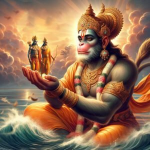 Hanuman photo with Ram and Lakshman in Hanuman ji Hand and Hanuman sitting in ocean