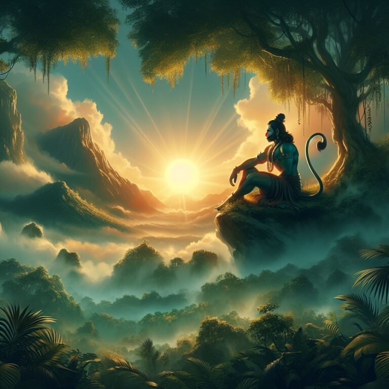 ai generated hanuman ji ki photo looking at the sunset