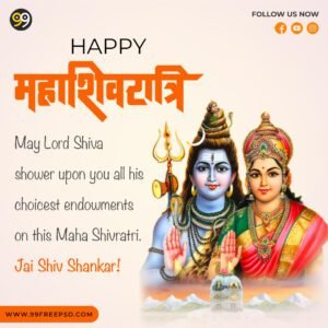 Happy mahashivratri 2024 image of Shiv and Parvati with wishes and psd template