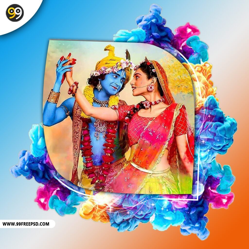 Happy-Holi-festival-of-colors-banner-design-template-with-Lord-Krishna-and-Shri-Radha