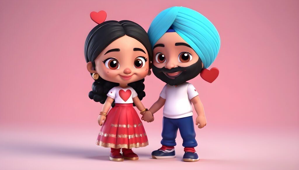 sardar boy and girl love images cartoon holding hands