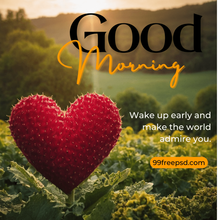 Good morning Image With Heart and Nature In Background