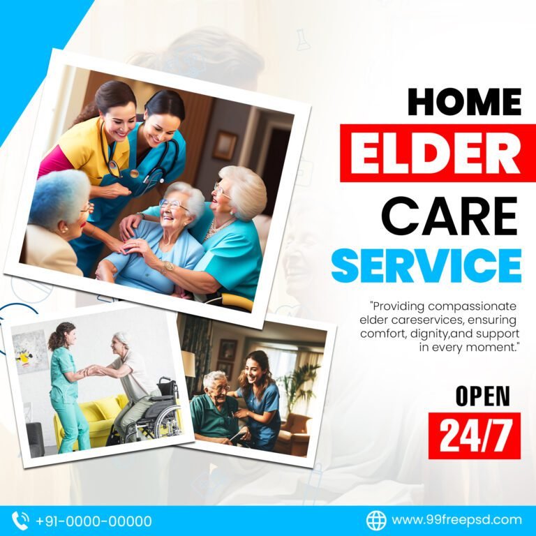 Home Elder Care Service Banner PSD Template Free Download 