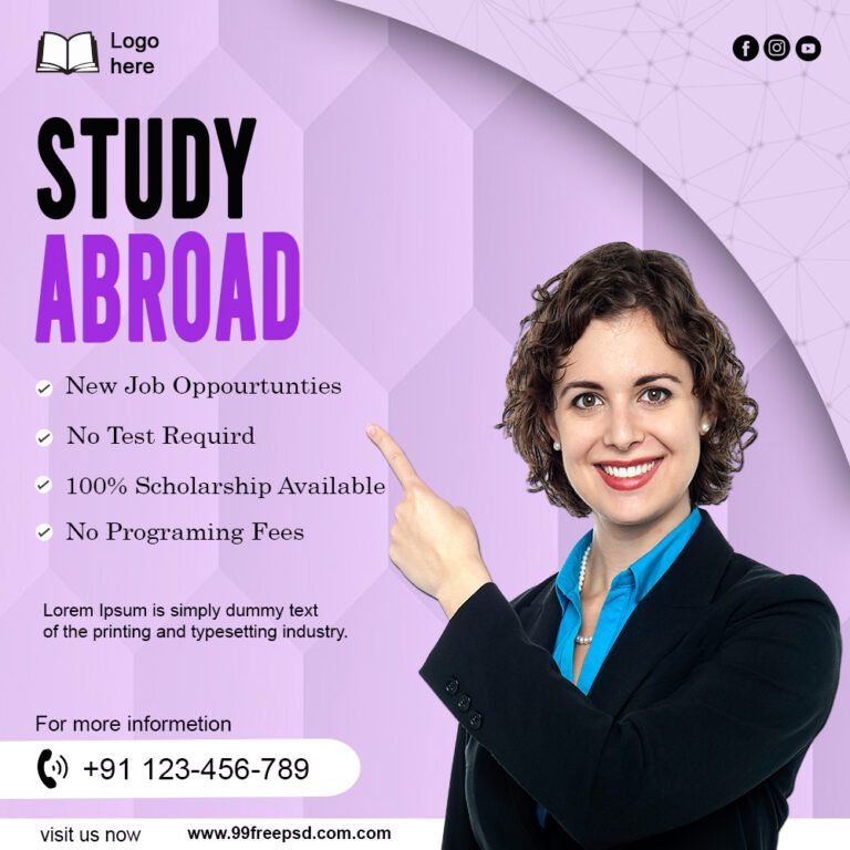 Study abroad banner or social media post template design: 99freepsd.com